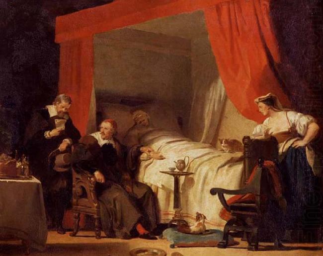 Alexandre-Evariste Fragonard Cardinal Mazarin at the Deathbed of Eustache Le Sueur china oil painting image